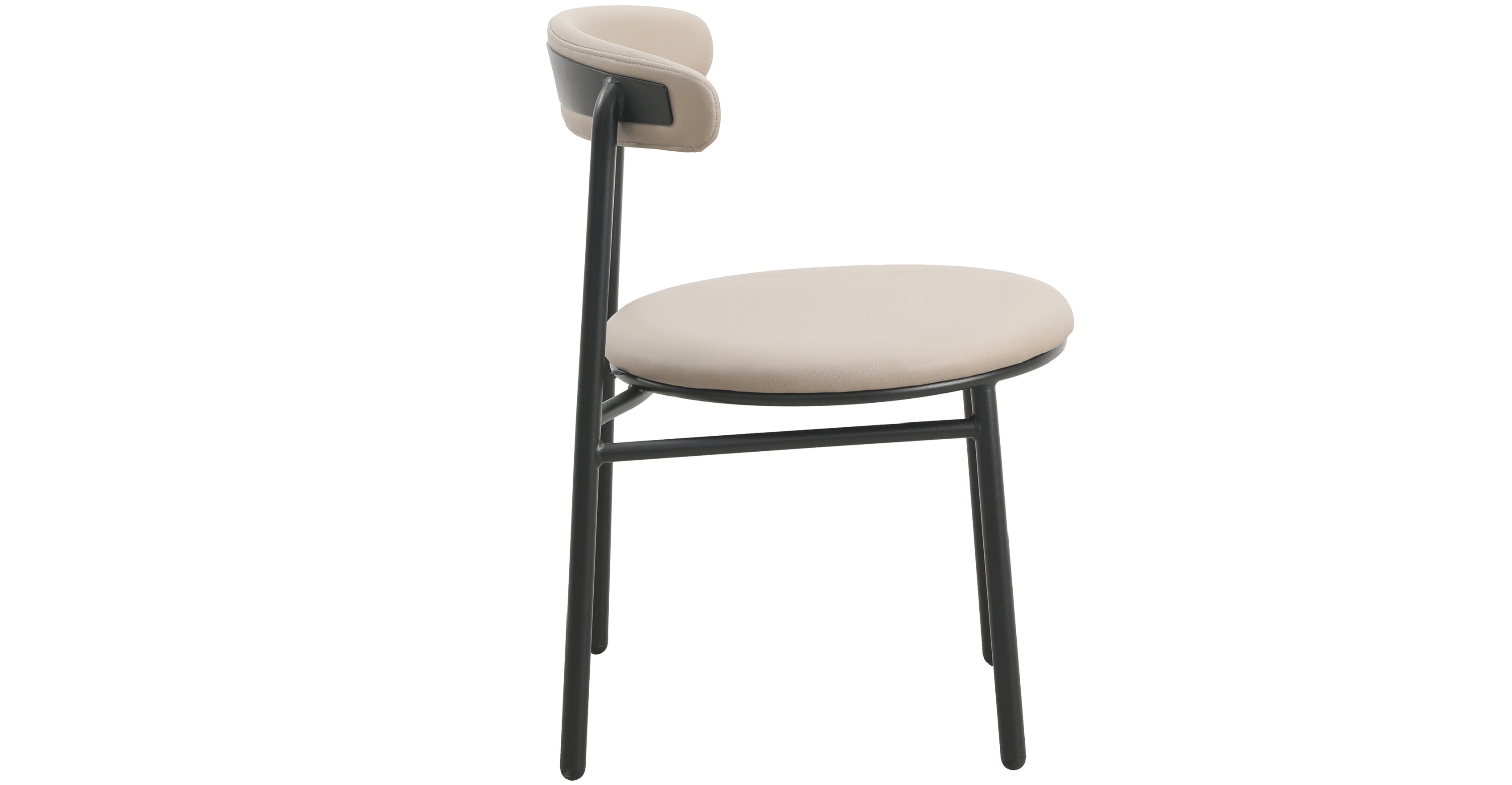 Lume Modern Dining Chair Upholstered in Polyester with Metal Legs Dark Toupe