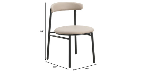 Lume Modern Dining Chair Upholstered in Polyester with Metal Legs Dark Toupe