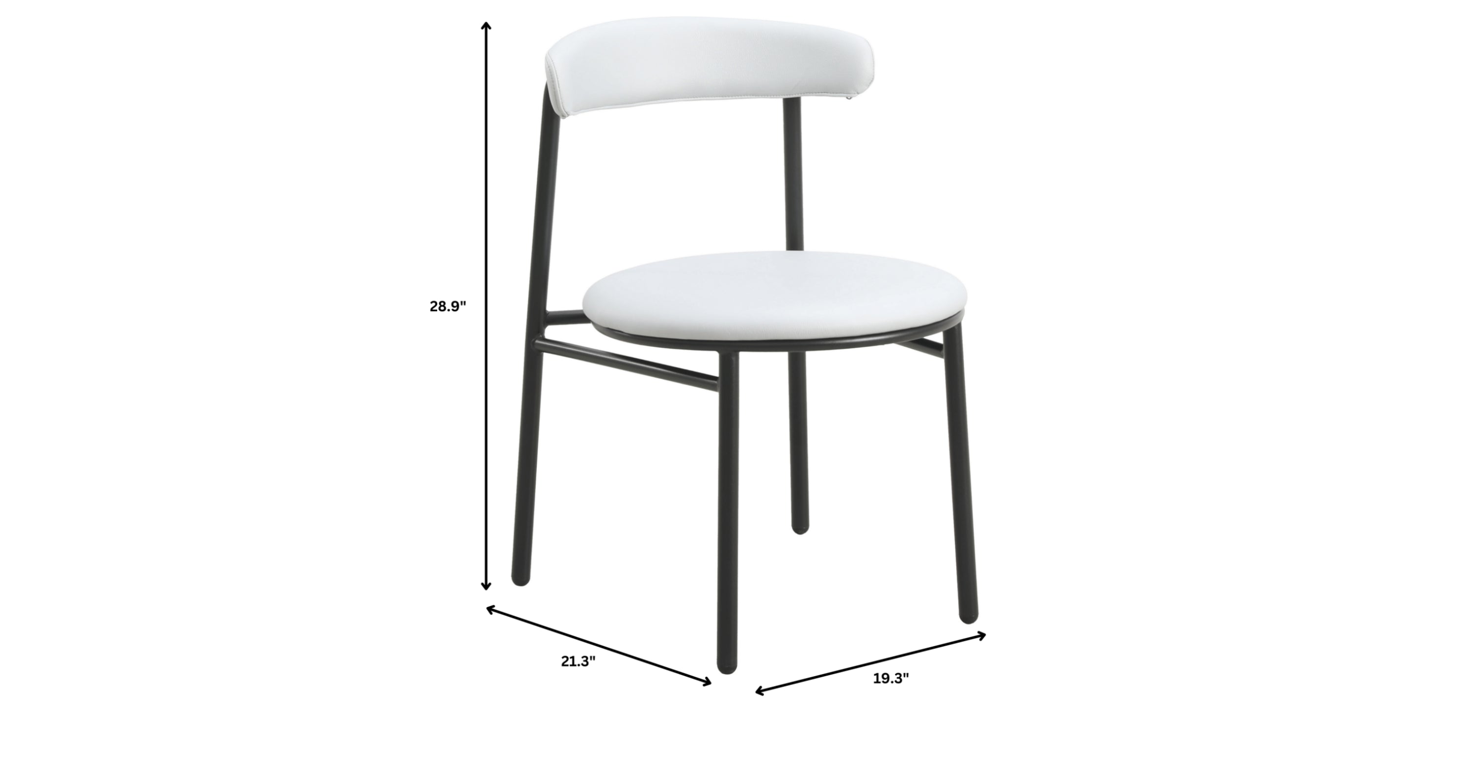 Lume Modern Dining Chair Upholstered in Polyester with Metal Legs White