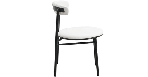 Lume Modern Dining Chair Upholstered in Polyester with Metal Legs White