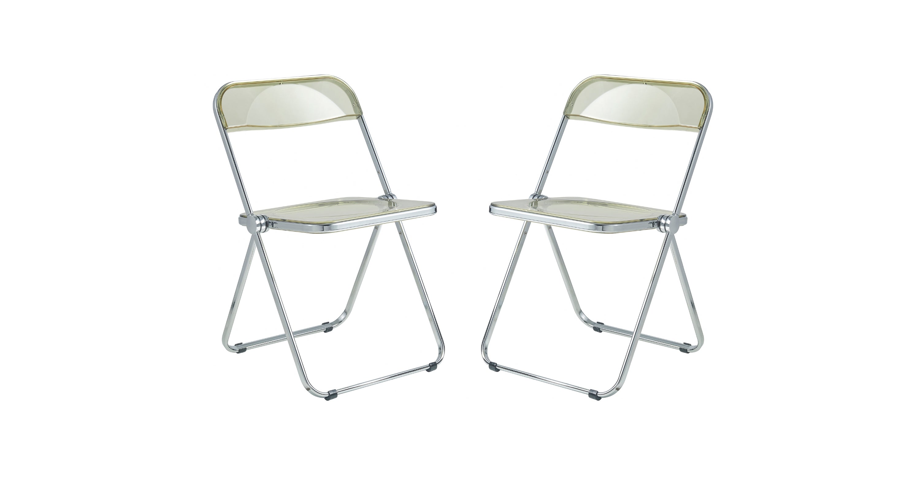 Lawrence Acrylic Folding Chair With Metal Frame Amber / Chrome