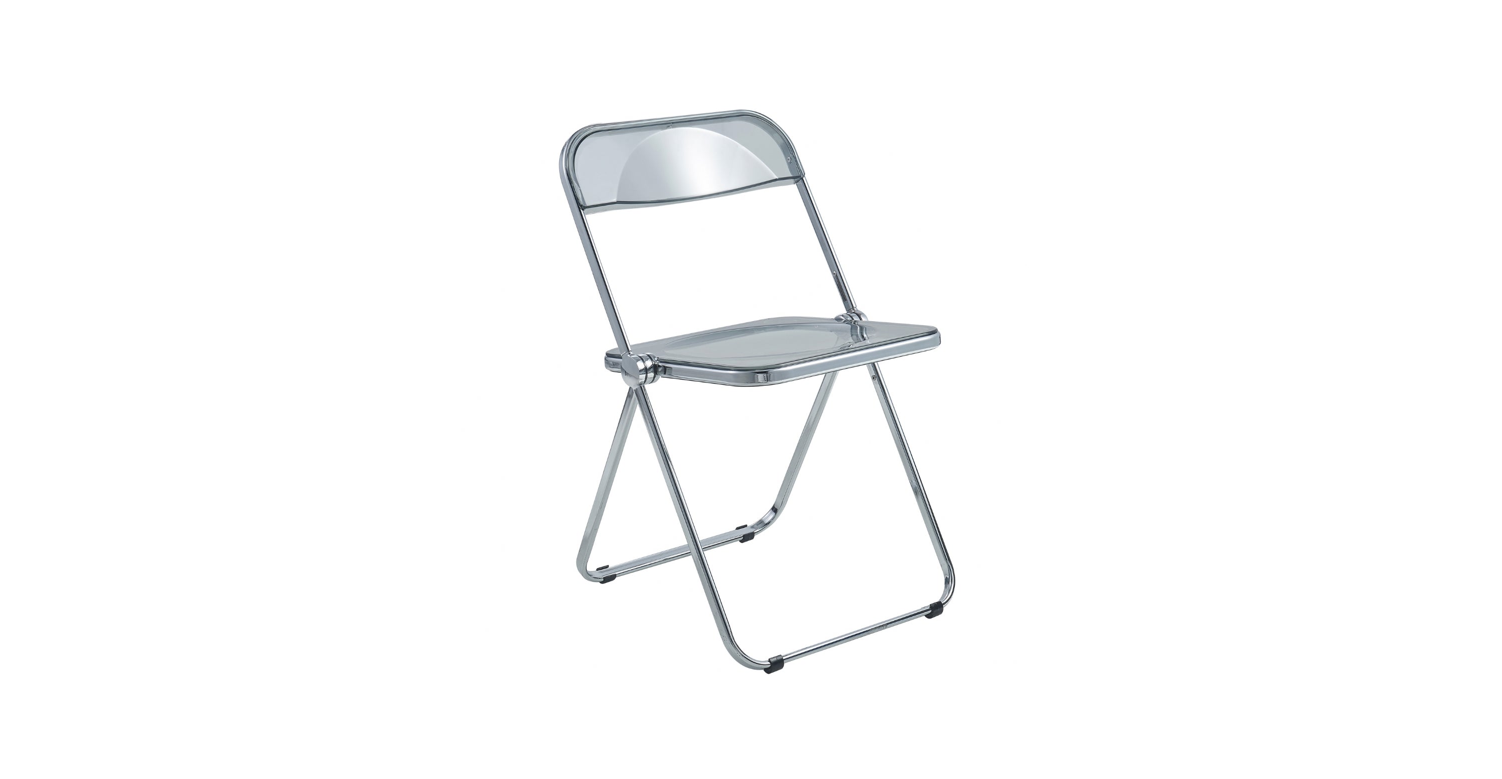 Lawrence Acrylic Folding Chair With Metal Frame Transparent Black / Chrome