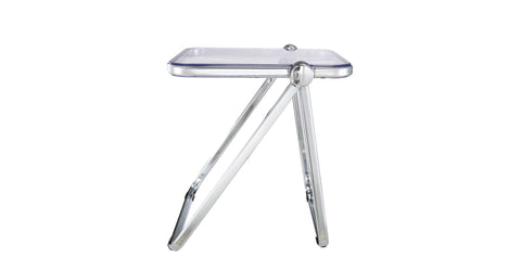 Lawrence Square Folding Side Table with Plastic Tabletop in Chrome Aluminum Frame Clear