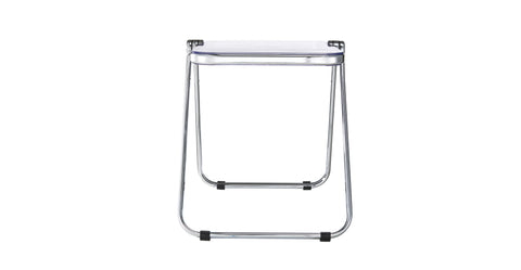 Lawrence Square Folding Side Table with Plastic Tabletop in Chrome Aluminum Frame Clear