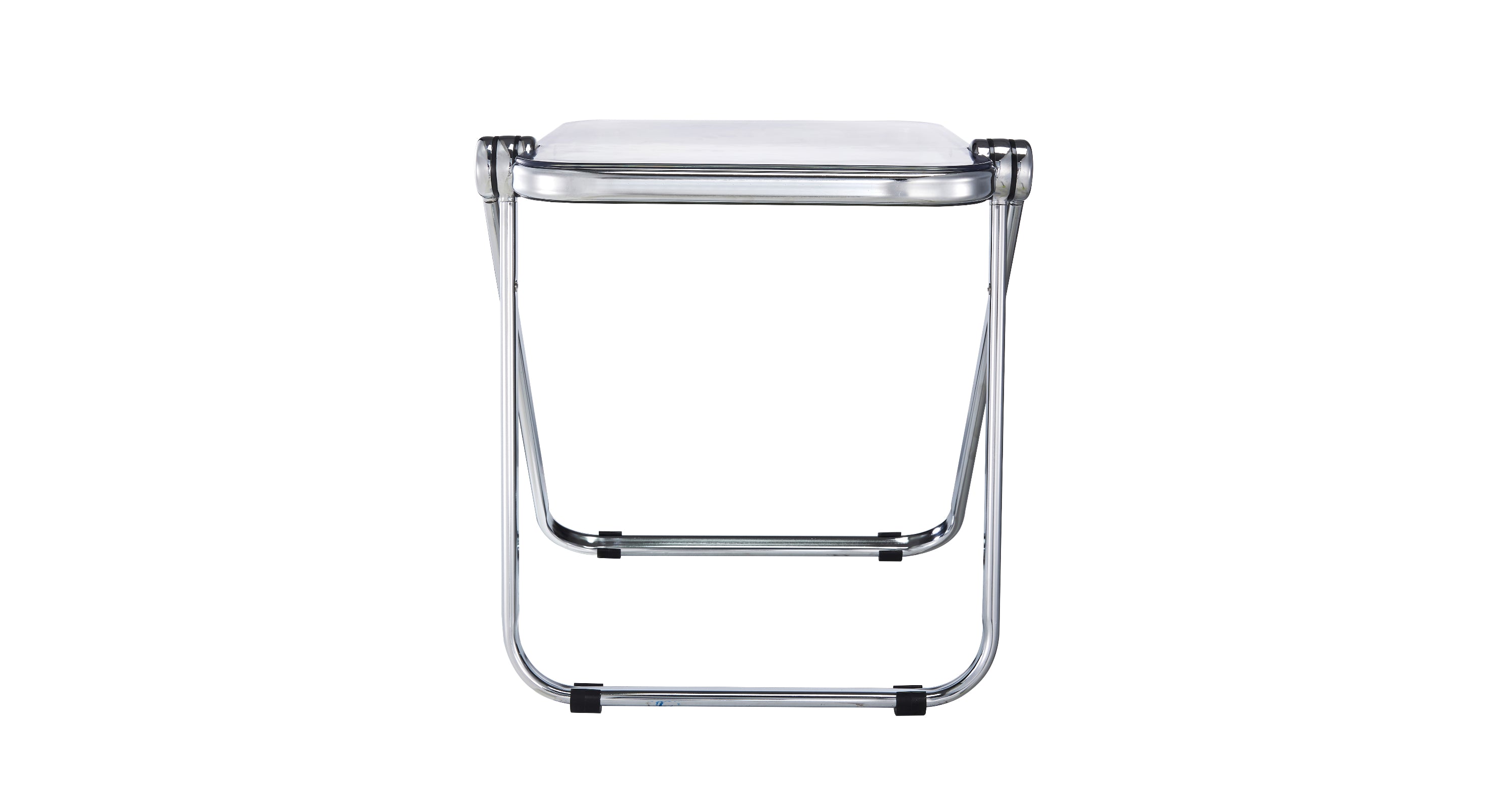 Lawrence Square Folding Side Table with Plastic Tabletop in Chrome Aluminum Frame Clear