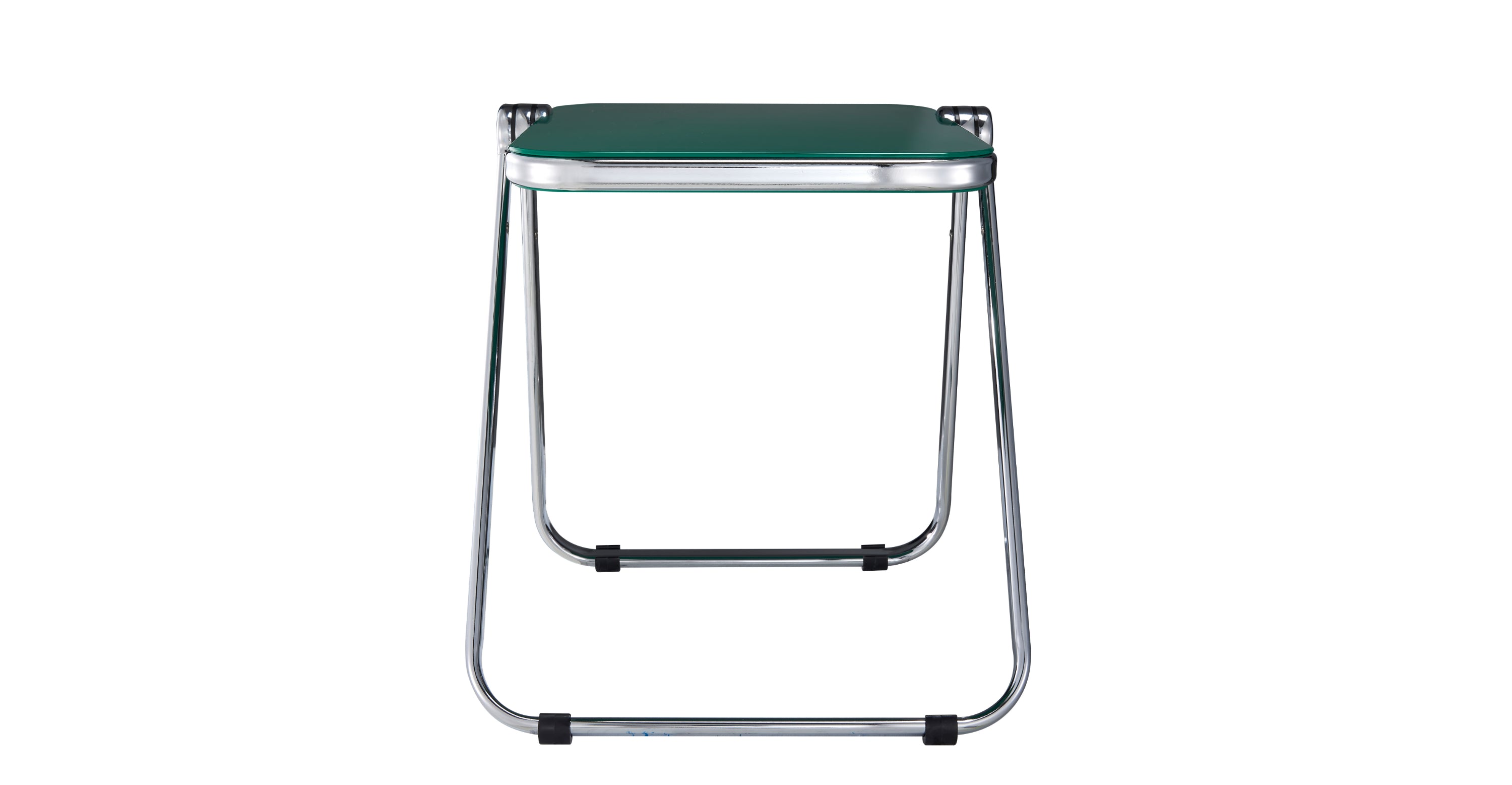 Lawrence Square Folding Side Table with Plastic Tabletop in Chrome Aluminum Frame Green