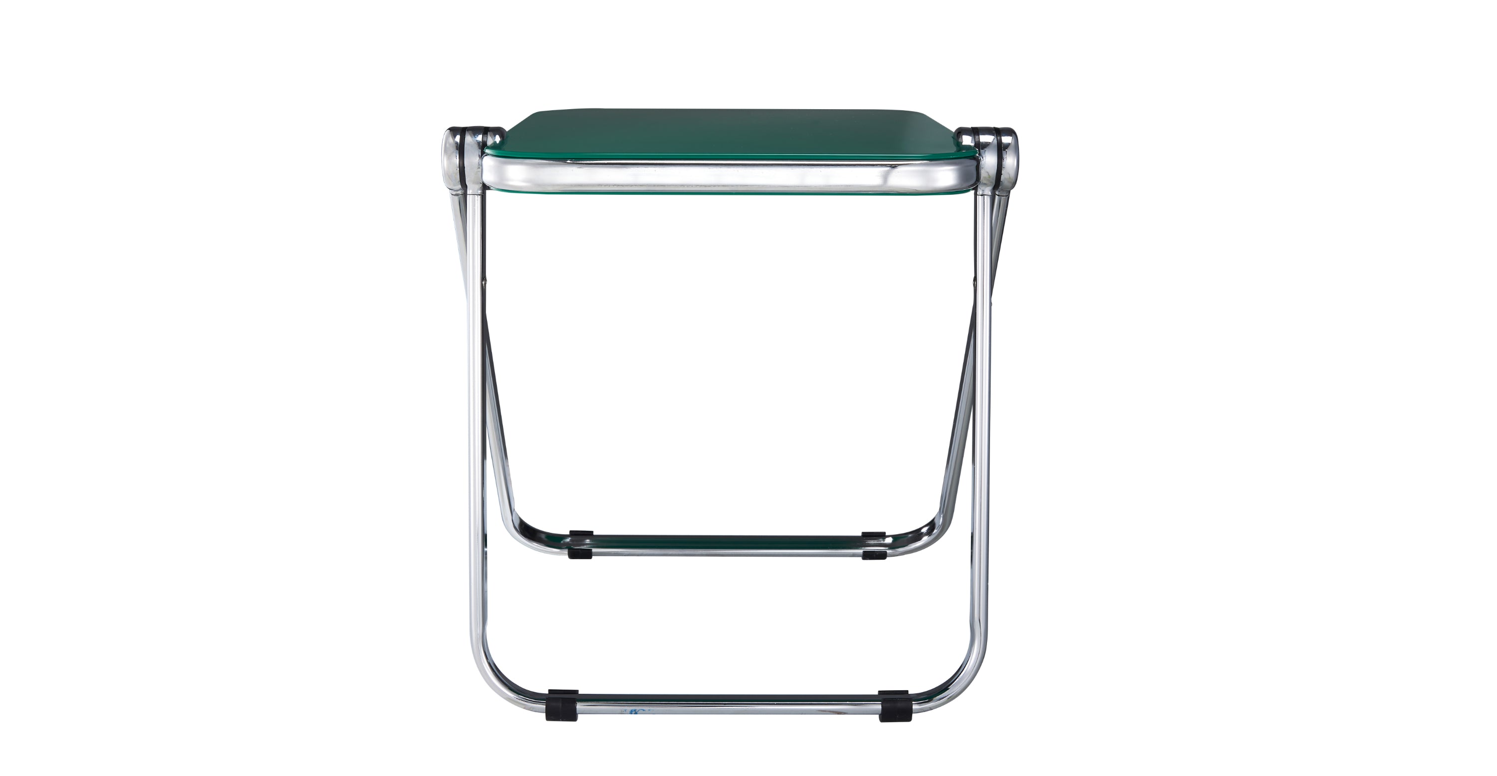 Lawrence Square Folding Side Table with Plastic Tabletop in Chrome Aluminum Frame Green