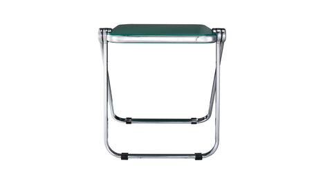 Lawrence Square Folding Side Table with Plastic Tabletop in Chrome Aluminum Frame Green