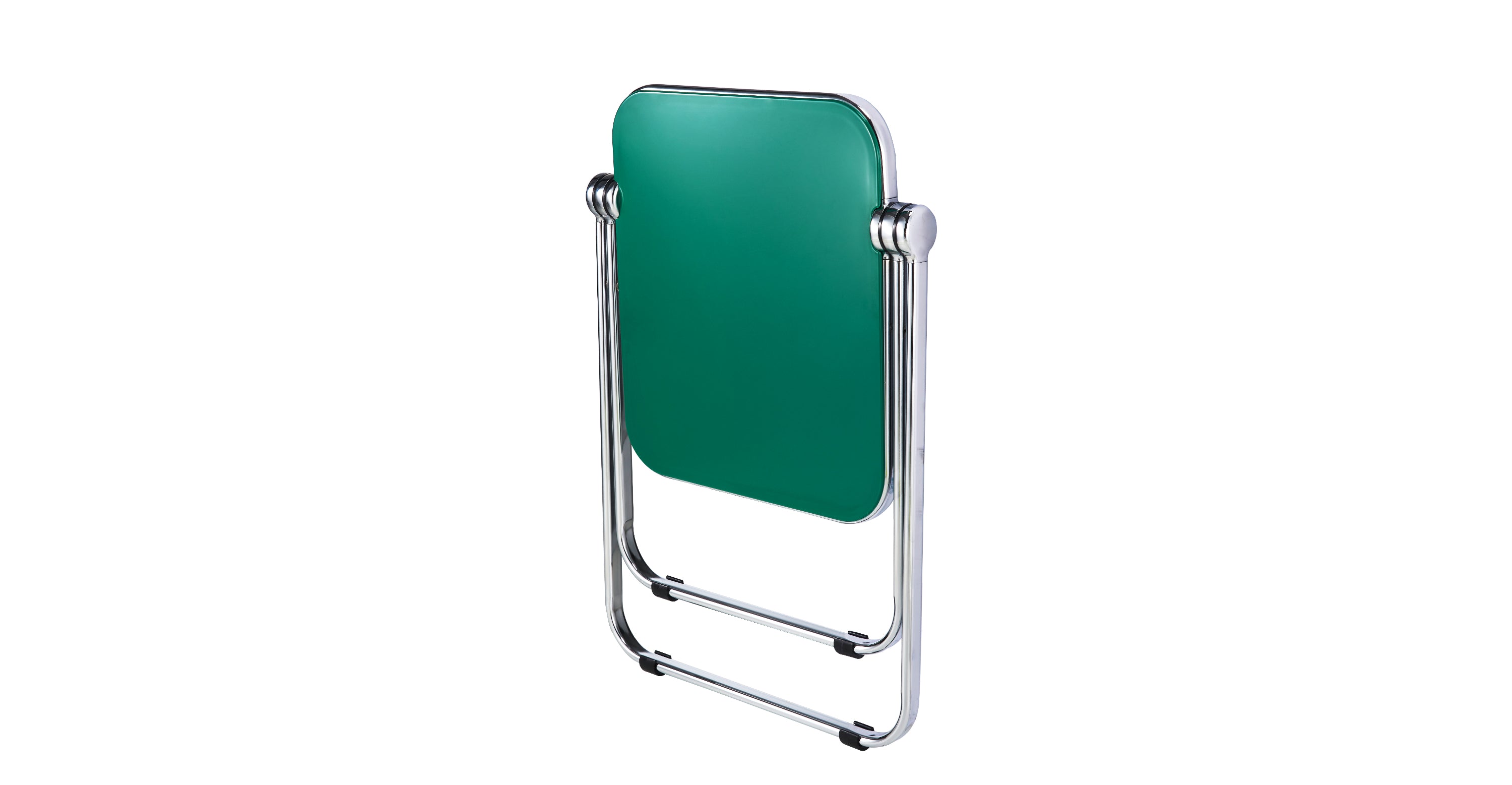 Lawrence Square Folding Side Table with Plastic Tabletop in Chrome Aluminum Frame Green