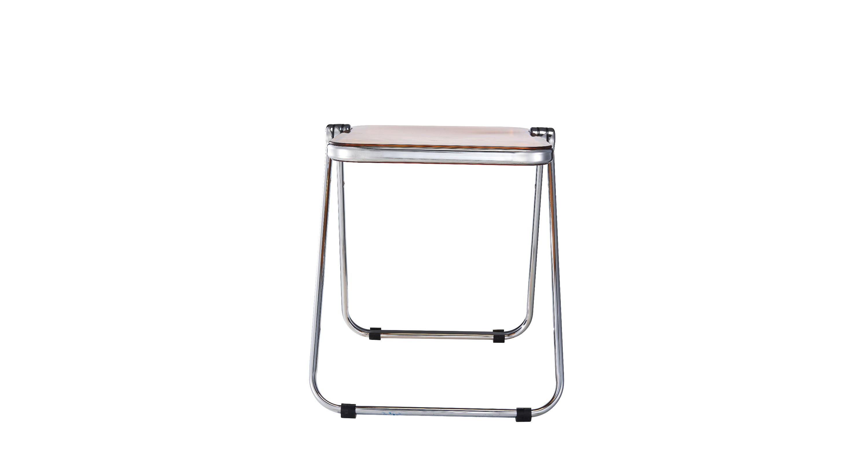 Lawrence Square Folding Side Table with Plastic Tabletop in Chrome Aluminum Frame Orange