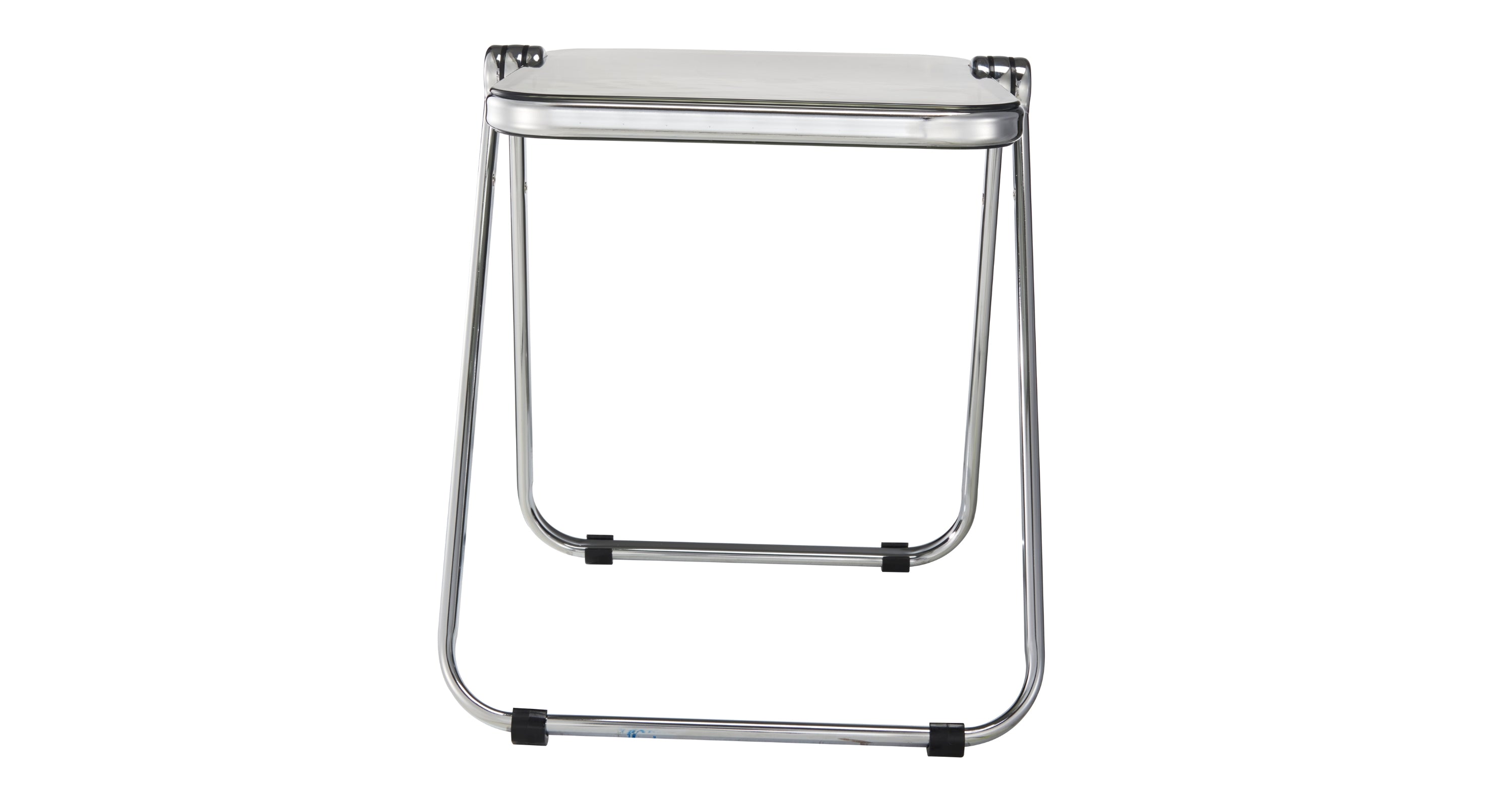 Lawrence Square Folding Side Table with Plastic Tabletop in Chrome Aluminum Frame Transparent Black