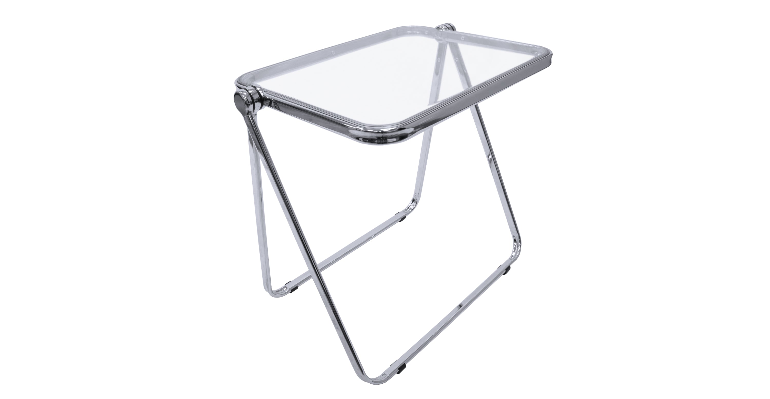 Square Folding Side Table with Plastic Tabletop and Iron Frame Clear