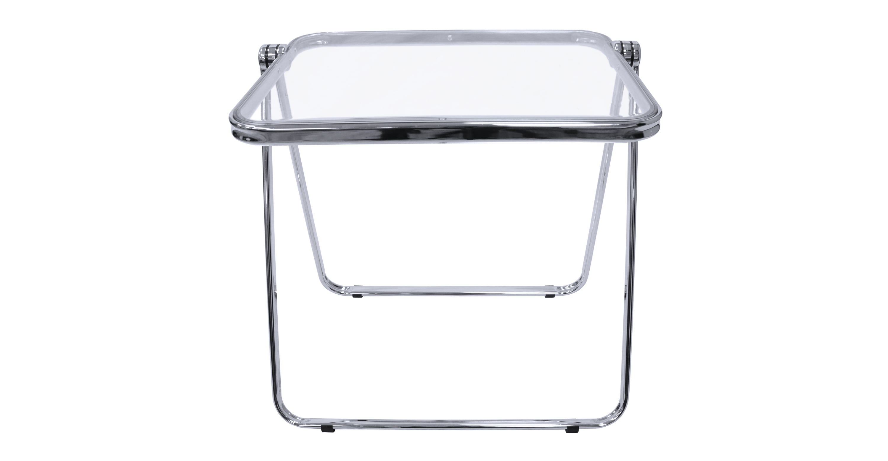 Square Folding Side Table with Plastic Tabletop and Iron Frame Clear