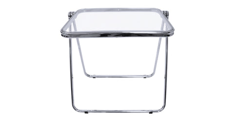 Square Folding Side Table with Plastic Tabletop and Iron Frame Clear