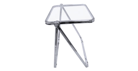 Square Folding Side Table with Plastic Tabletop and Iron Frame Clear