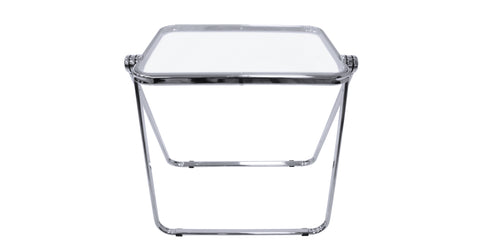 Square Folding Side Table with Plastic Tabletop and Iron Frame Clear