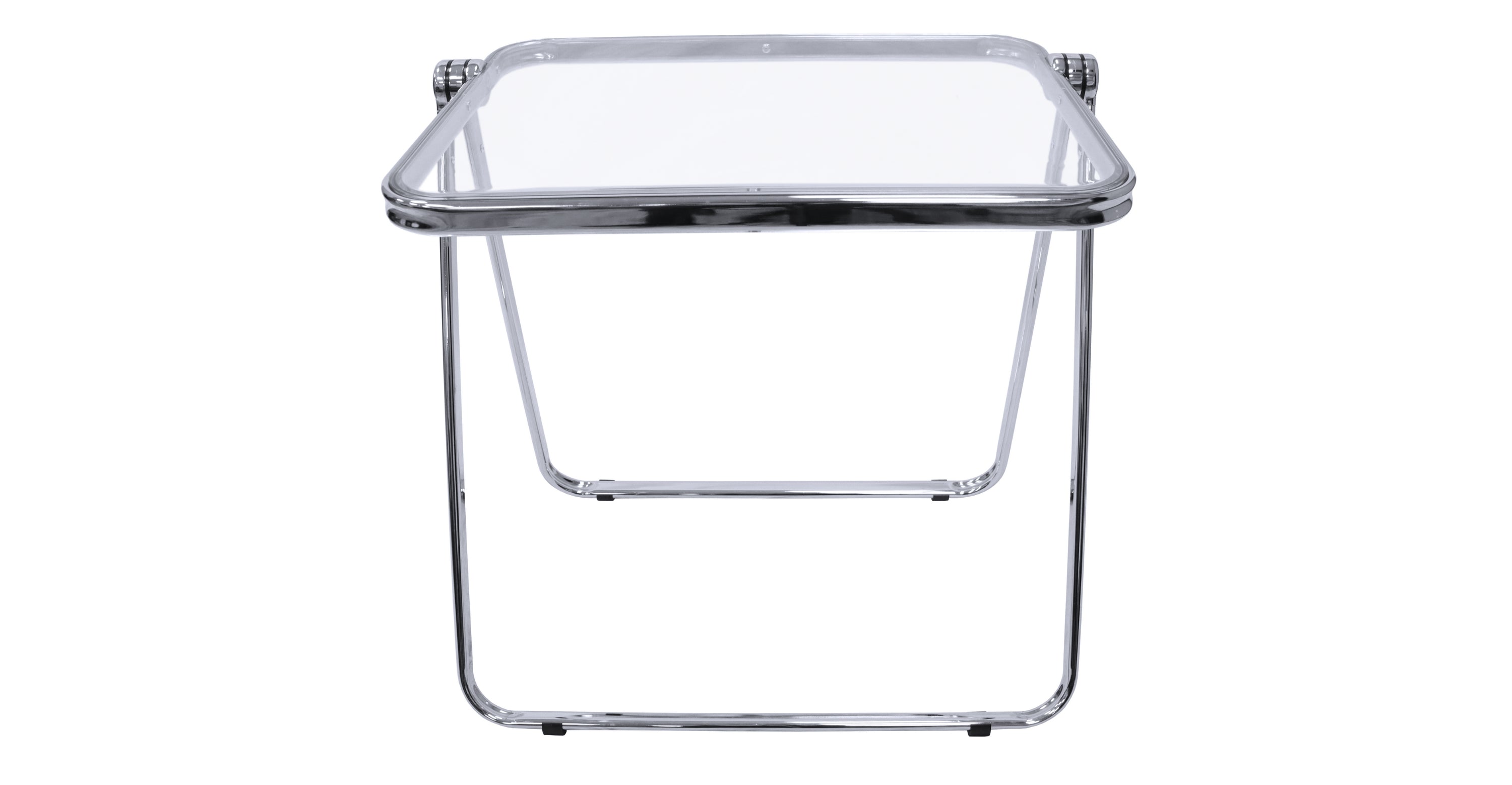 Square Folding Side Table with Plastic Tabletop and Iron Frame Clear