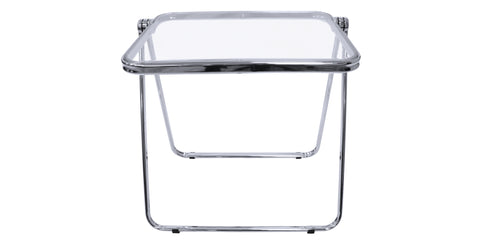 Square Folding Side Table with Plastic Tabletop and Iron Frame Clear