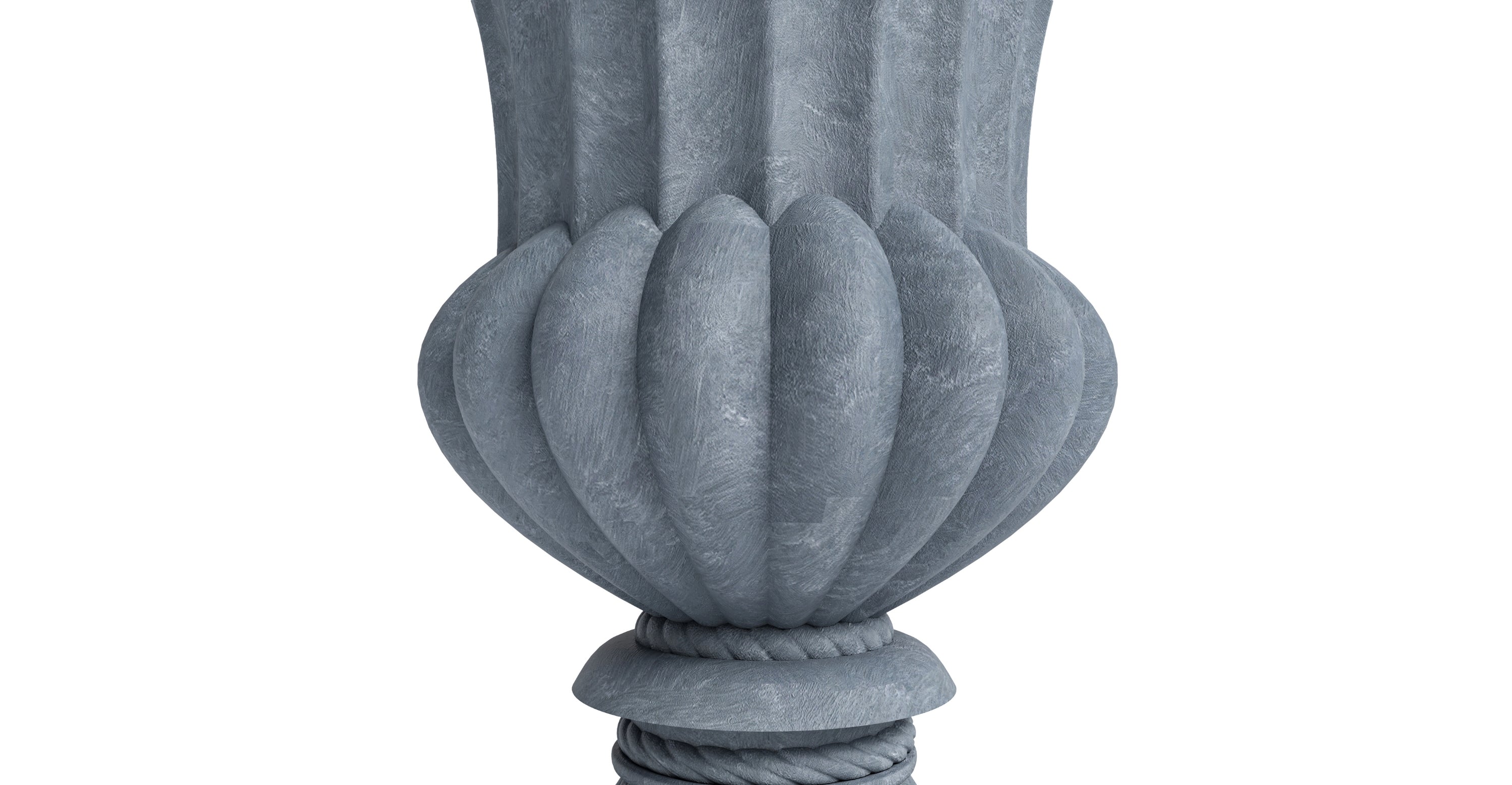 Lotus Fiberstone and Clay Urn Planter Pot Indoor Outdoor with Drainage Holes Aged Concrete