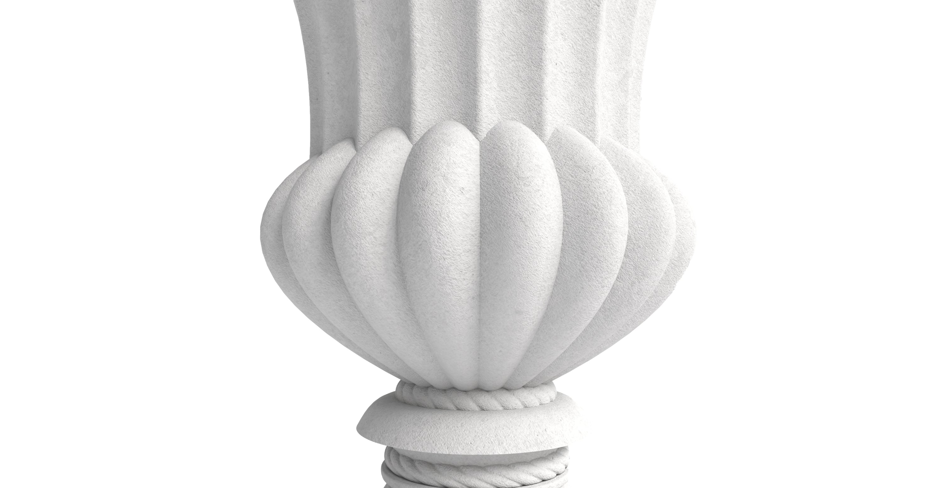 Lotus Fiberstone and Clay Urn Planter Pot Indoor Outdoor with Drainage Holes White