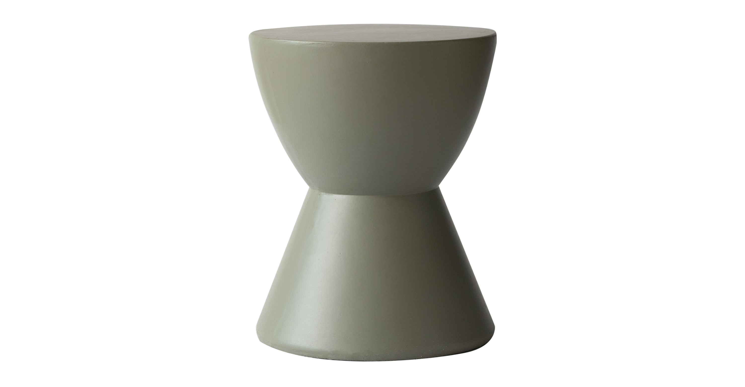 Loft Side Table Hourglass Design in Fiberstone Accent Table Moss Grey