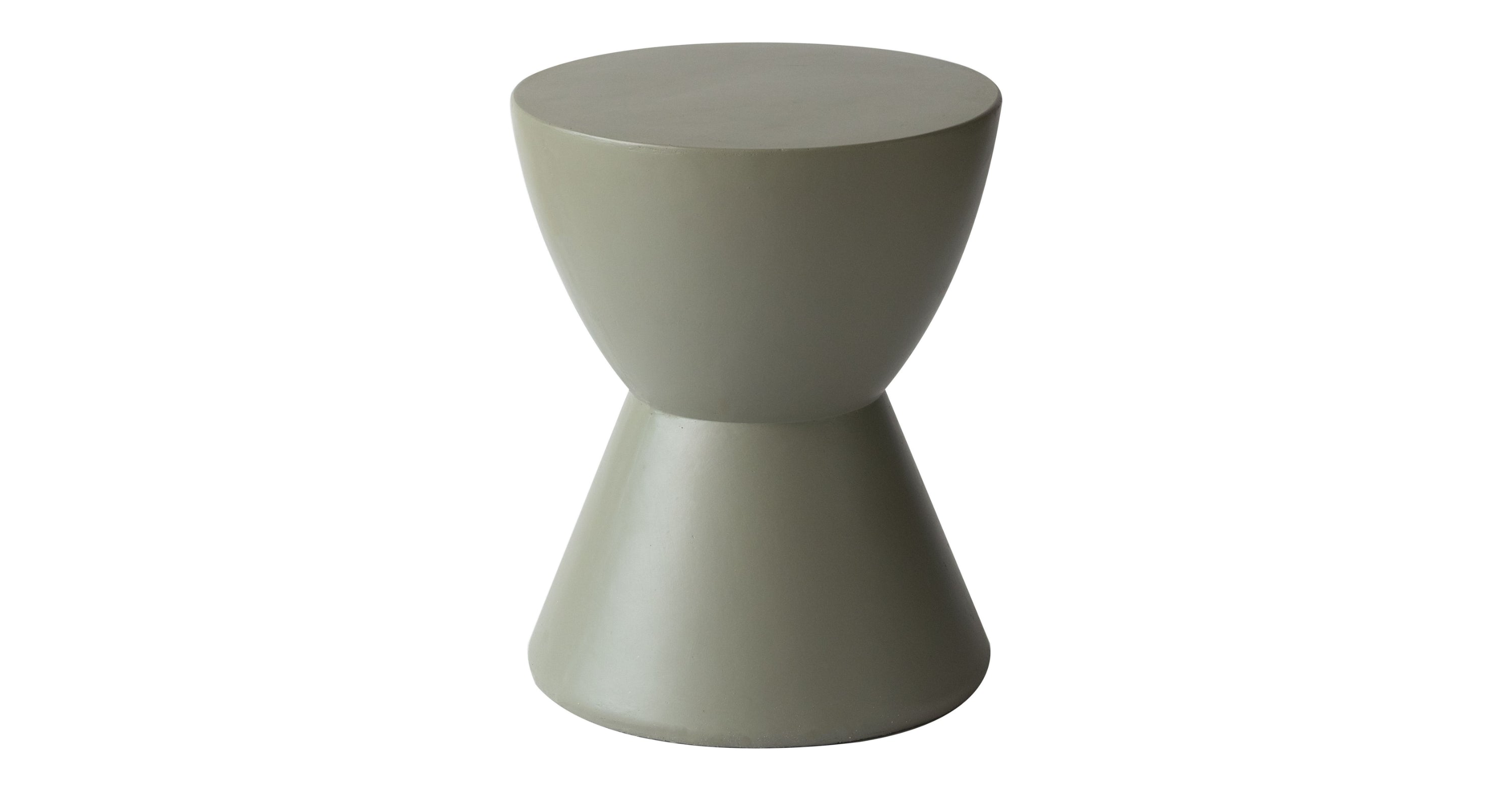 Loft Side Table Hourglass Design in Fiberstone Accent Table Moss Grey