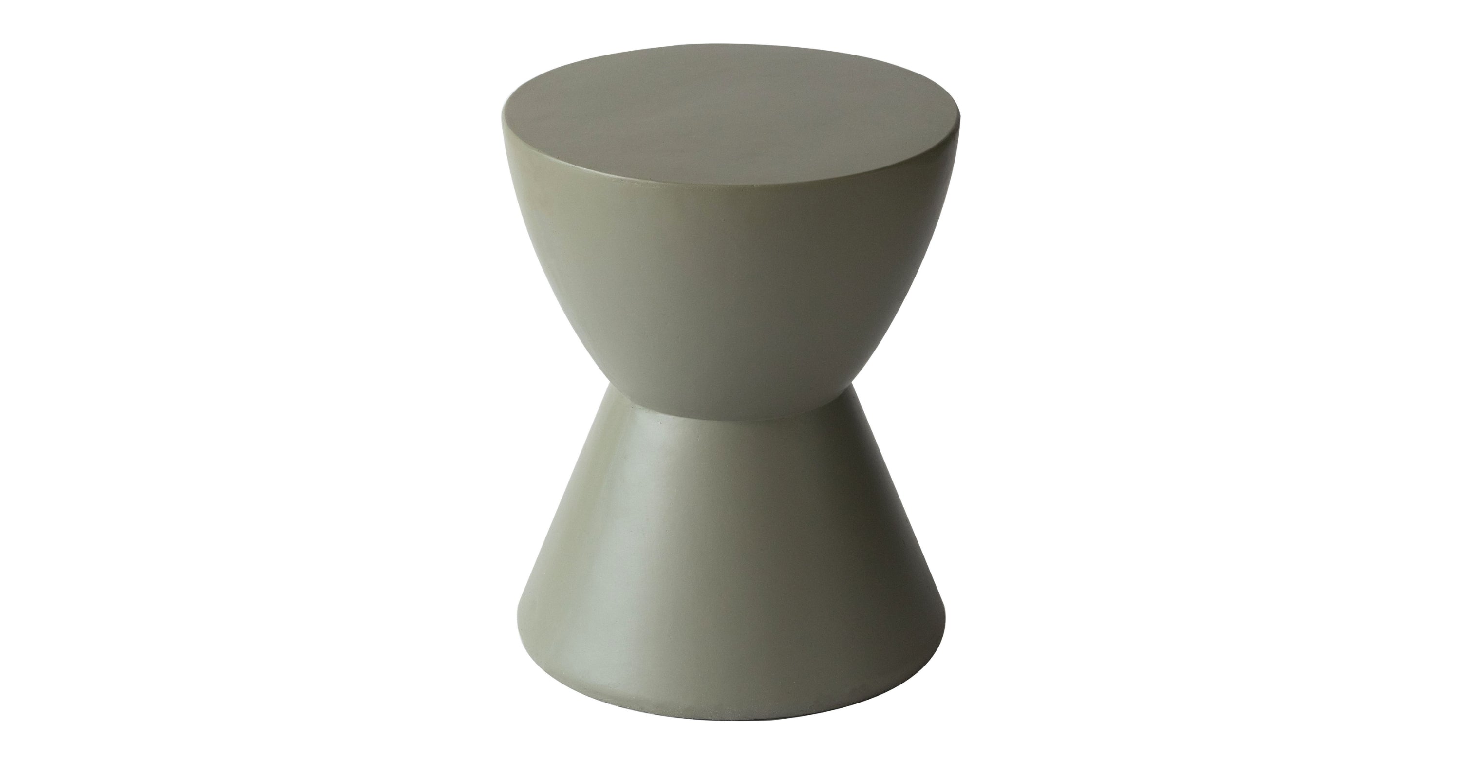 Loft Side Table Hourglass Design in Fiberstone Accent Table Moss Grey