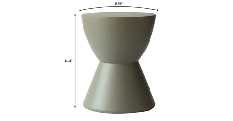 Loft Side Table Hourglass Design in Fiberstone Accent Table Moss Grey