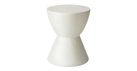 Loft Side Table Hourglass Design in Fiberstone Accent Table White