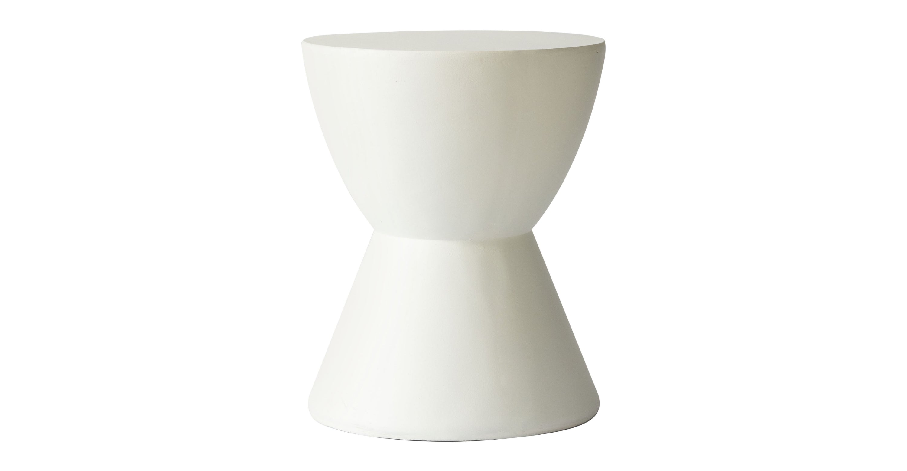 Loft Side Table Hourglass Design in Fiberstone Accent Table White