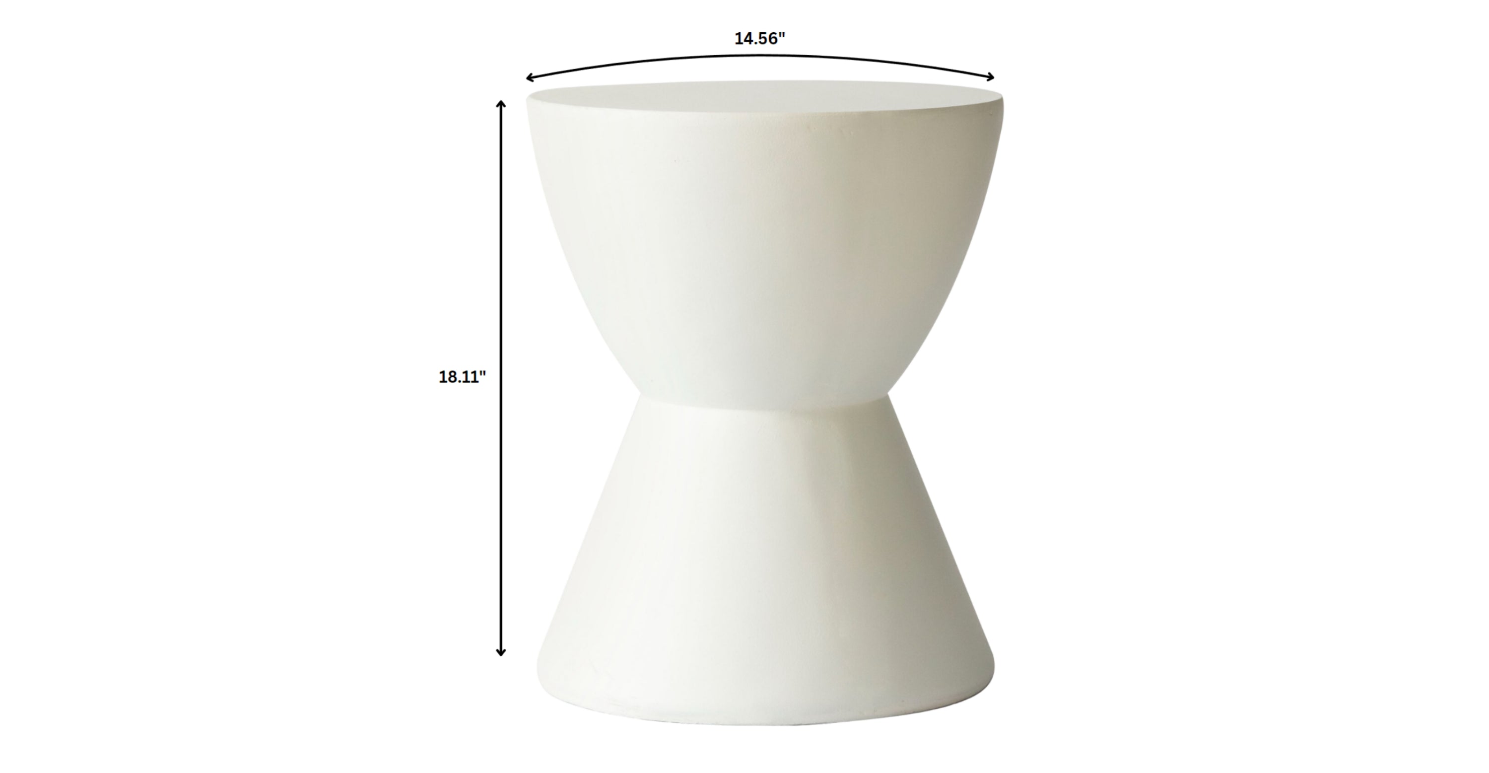 Loft Side Table Hourglass Design in Fiberstone Accent Table White