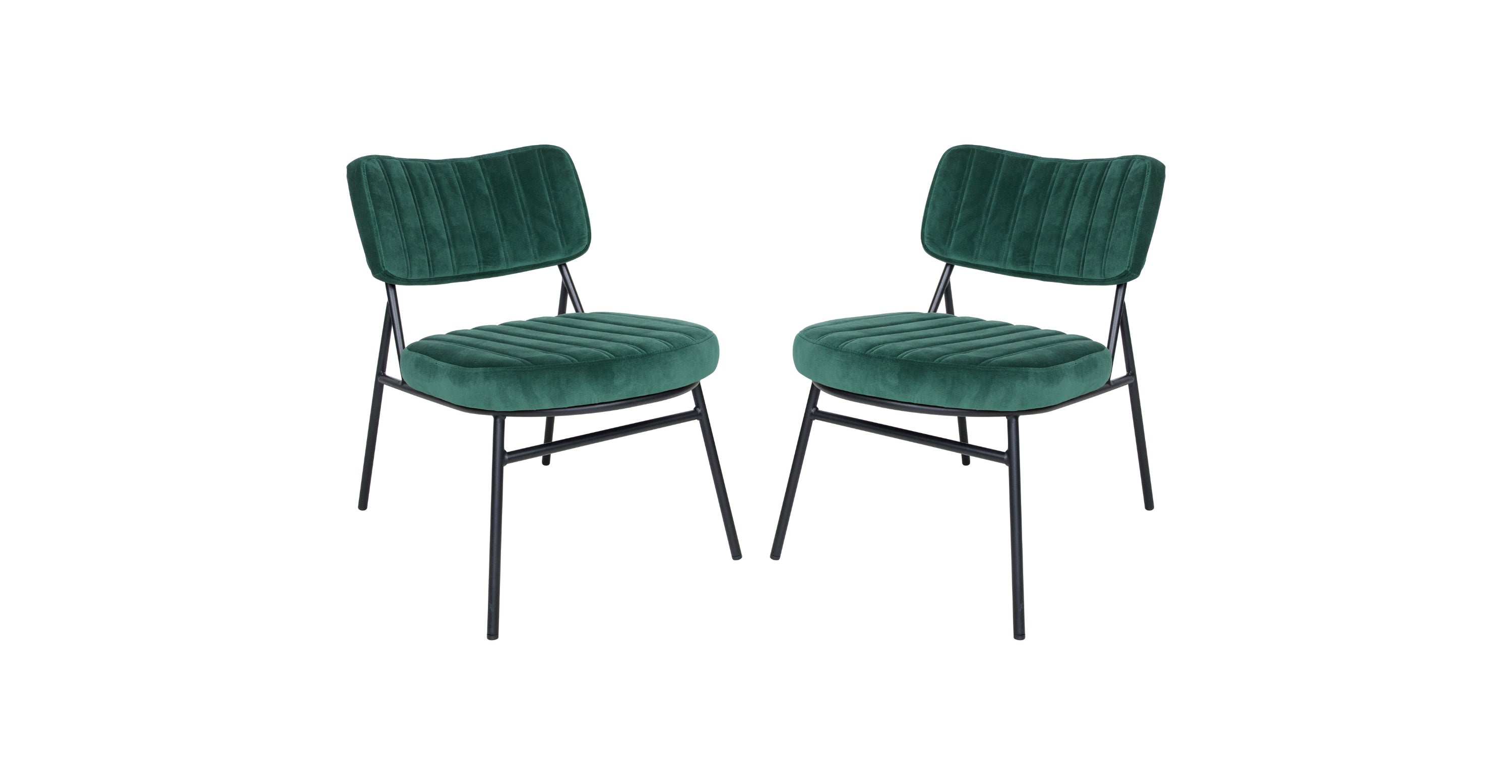 Marilane Velvet Accent Chair With Metal Frame Set of 2 Emerald Green