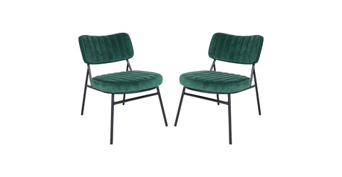 Marilane Velvet Accent Chair With Metal Frame Set of 2 Emerald Green