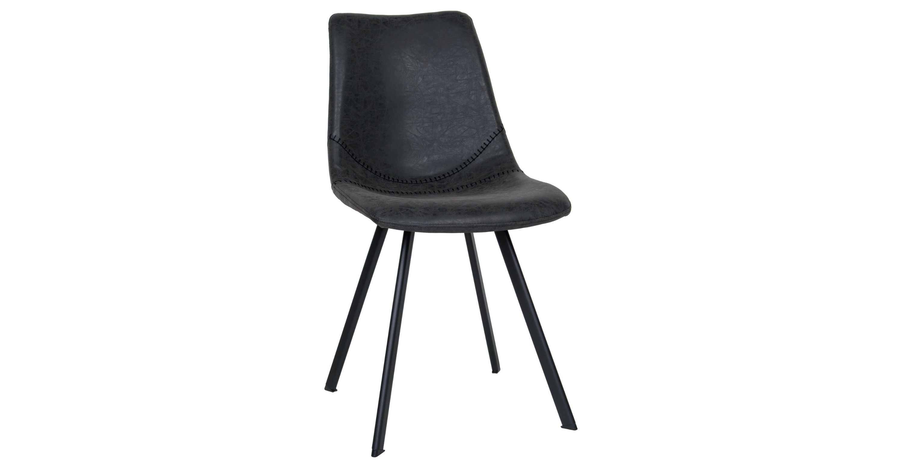 Markley Leather Dining Chair With Black/Gold Metal Legs Charcoal Black / Black