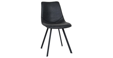 Markley Leather Dining Chair With Black/Gold Metal Legs Charcoal Black / Black