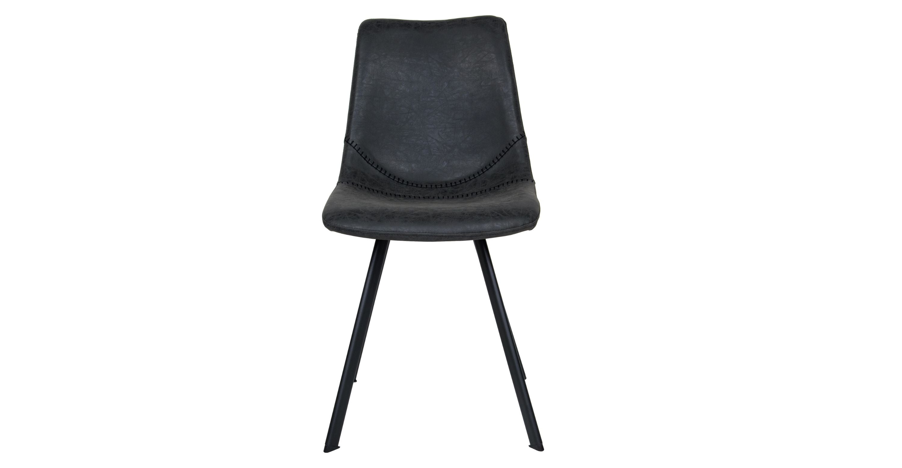 Markley Leather Dining Chair With Black/Gold Metal Legs Charcoal Black / Black