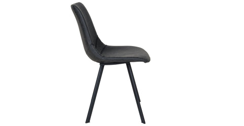 Markley Leather Dining Chair With Black/Gold Metal Legs Charcoal Black / Black