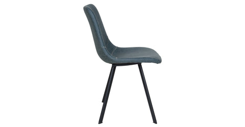 Markley Leather Dining Chair With Black/Gold Metal Legs Peacock Blue / Black