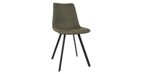 Markley Leather Dining Chair With Black/Gold Metal Legs Olive Green / Black