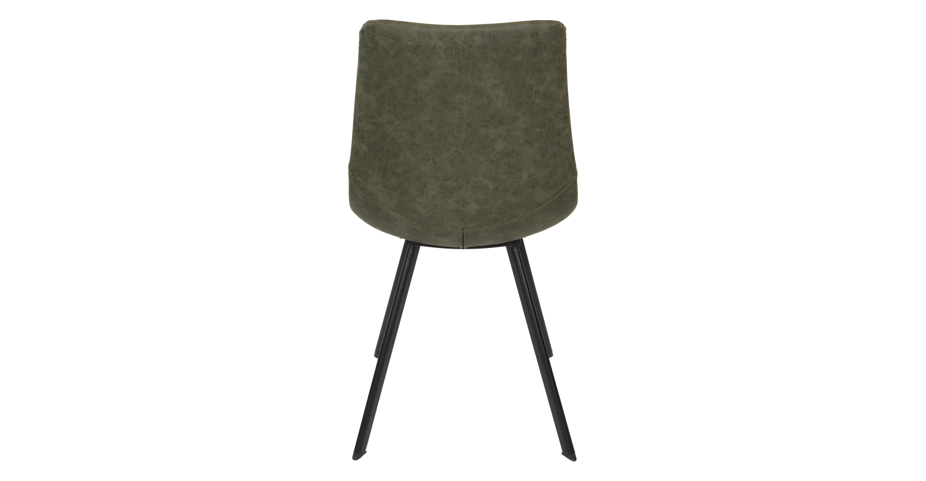 Markley Leather Dining Chair With Black/Gold Metal Legs Olive Green / Black