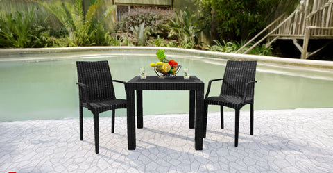 Mace Patio Outdoor Dining Chair with Weave Design in Polypropylene Black