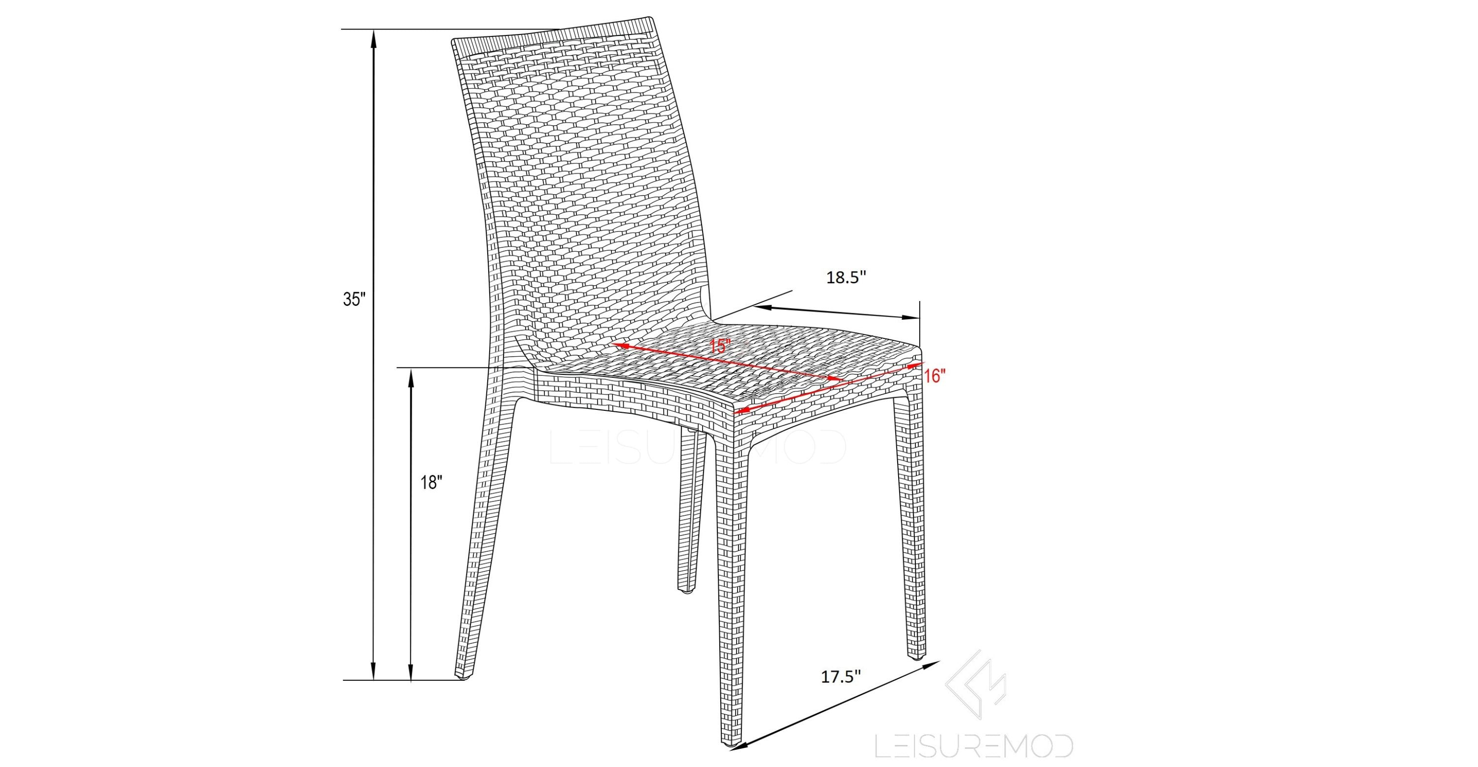 Mace Patio Outdoor Dining Chair with Weave Design in Polypropylene Black