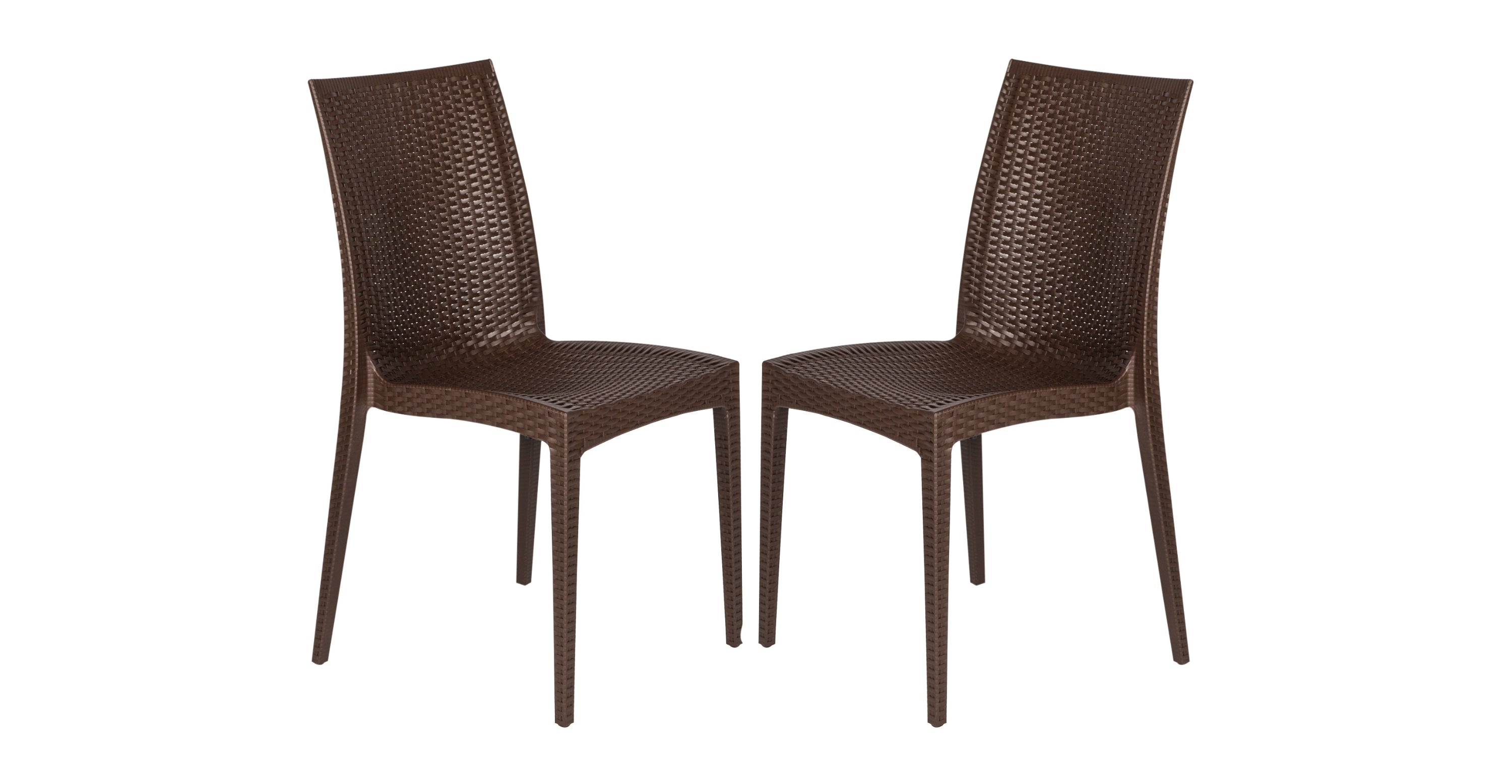 Mace Patio Outdoor Dining Chair with Weave Design in Polypropylene Brown