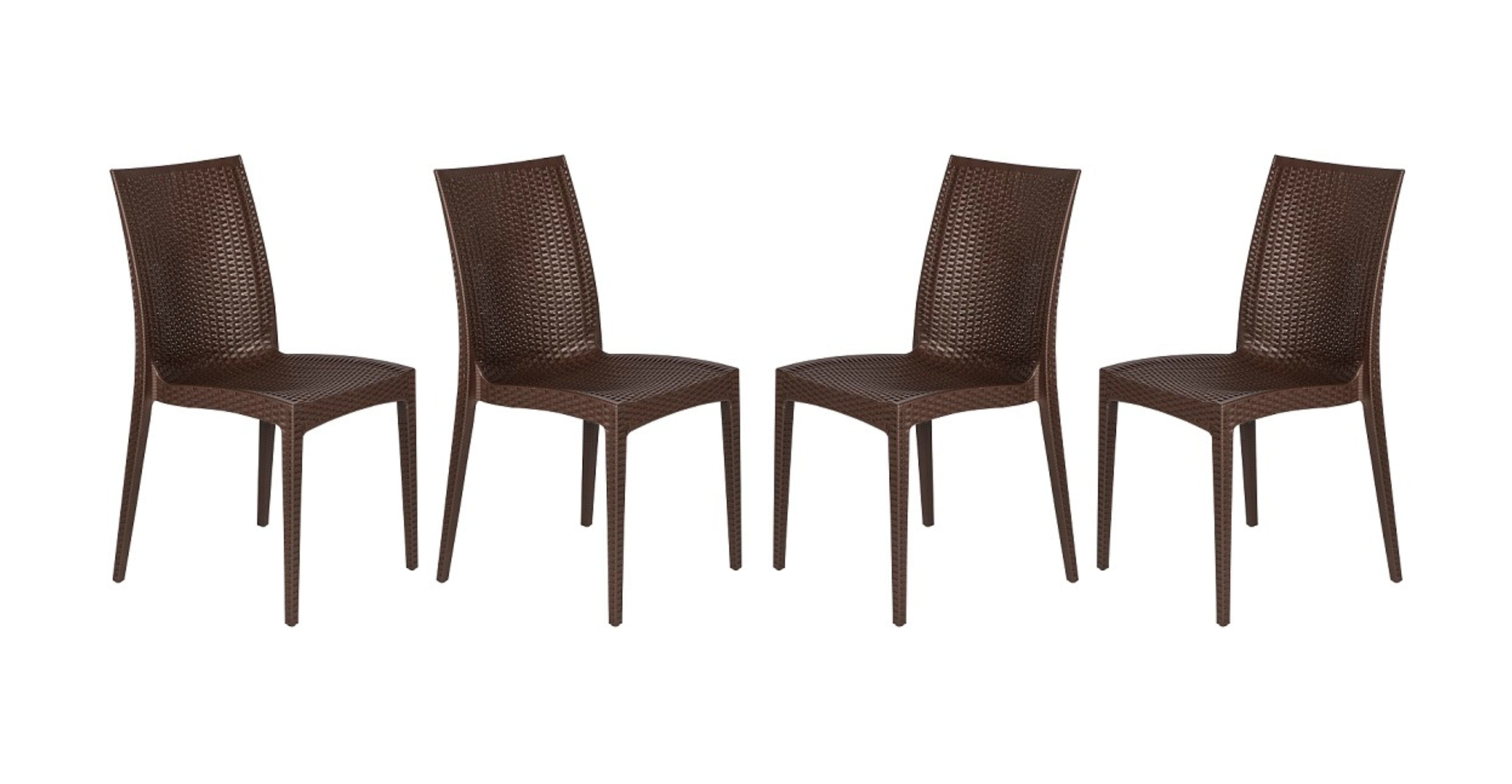 Mace Patio Outdoor Dining Chair with Weave Design in Polypropylene Brown