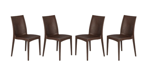 Mace Patio Outdoor Dining Chair with Weave Design in Polypropylene Brown