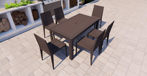 Mace Patio Outdoor Dining Chair with Weave Design in Polypropylene Brown