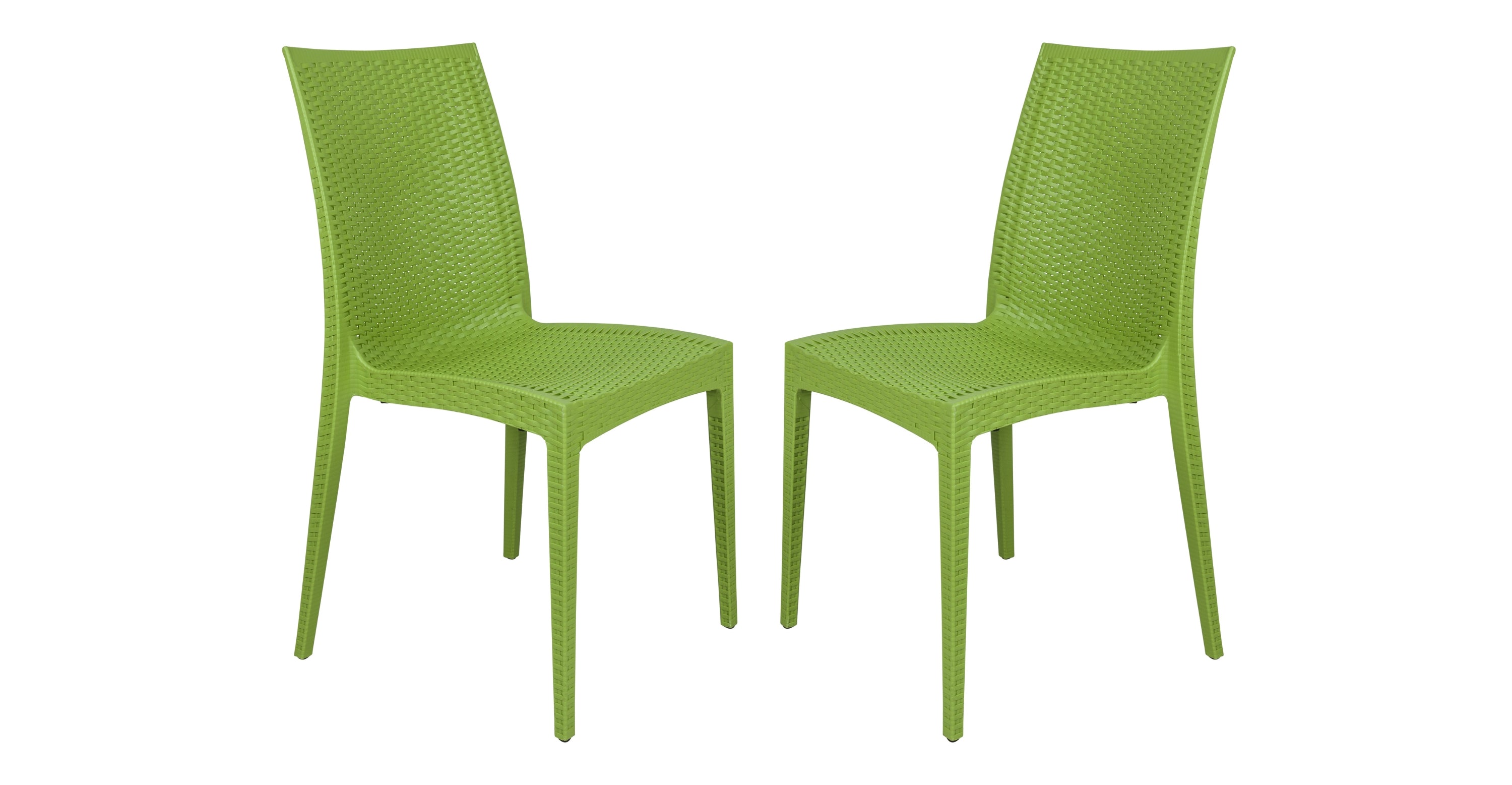 Mace Patio Outdoor Dining Chair with Weave Design in Polypropylene Green