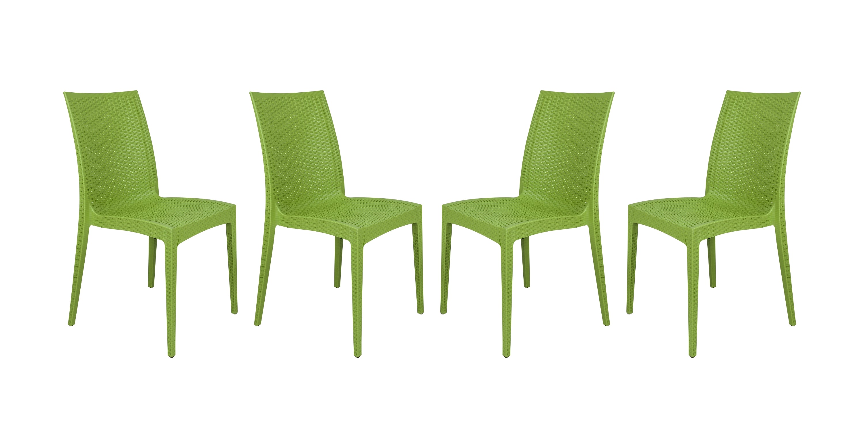 Mace Patio Outdoor Dining Chair with Weave Design in Polypropylene Green