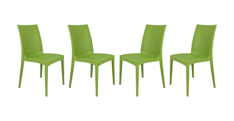 Mace Patio Outdoor Dining Chair with Weave Design in Polypropylene Green