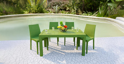 Mace Patio Outdoor Dining Chair with Weave Design in Polypropylene Green